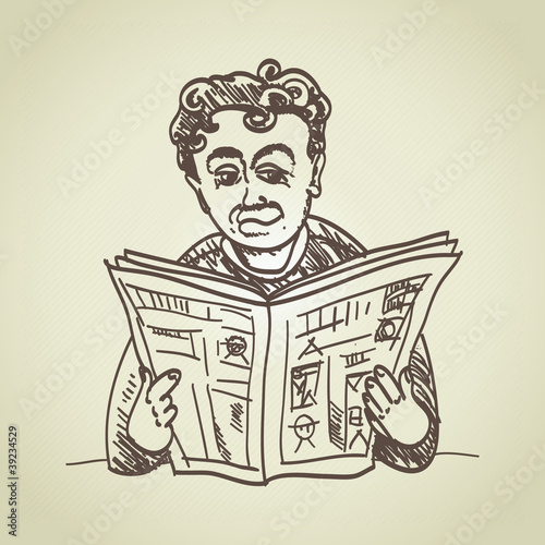 man reading a newspaper