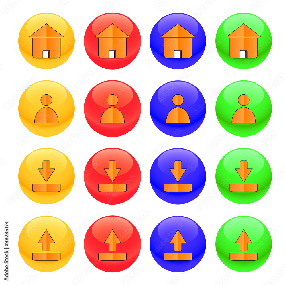 Four groups a web of buttons Four groups a web of buttons
