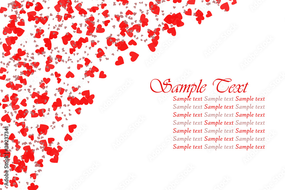 Red hearts confetti on white background Red hearts confetti on white background