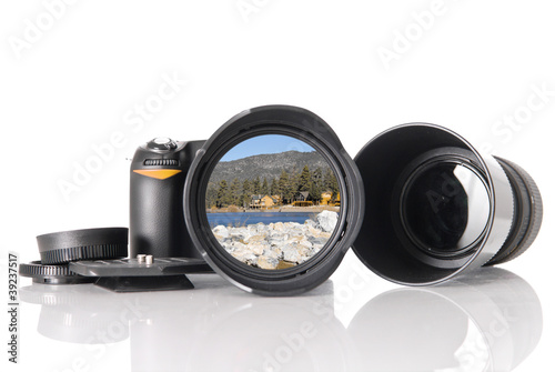 Landscape Photography with Image on Lens