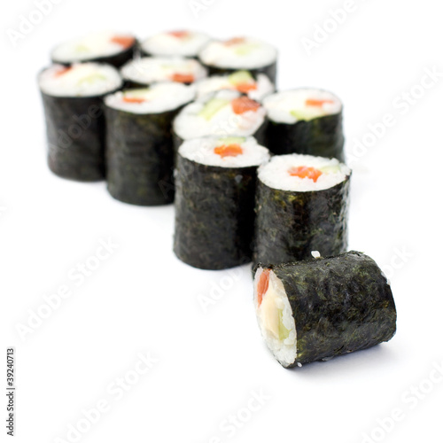 maki sushi rolls with salmon and California cheese