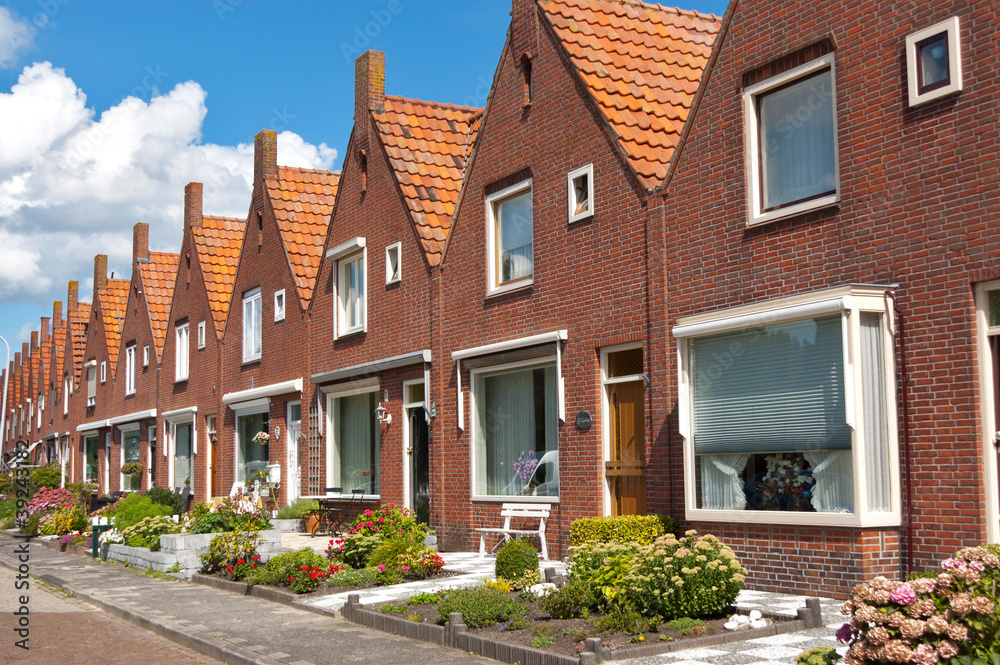 Typical Dutch family houses. Modern architecture in Netherlands
