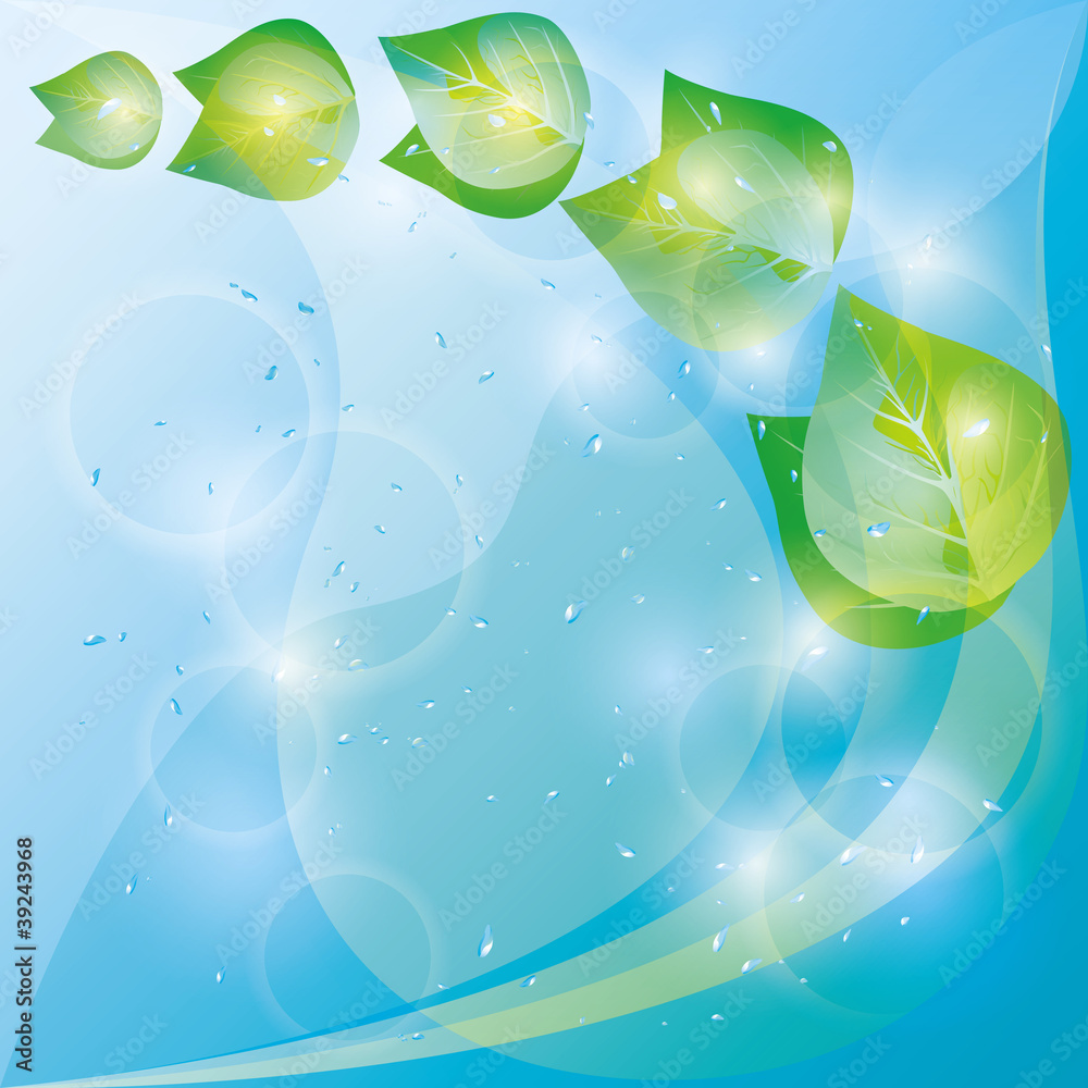 Fotografie Spring eco background with fresh green leaves
