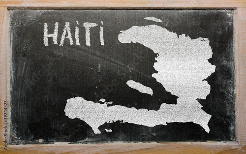 outline map of haiti on blackboard