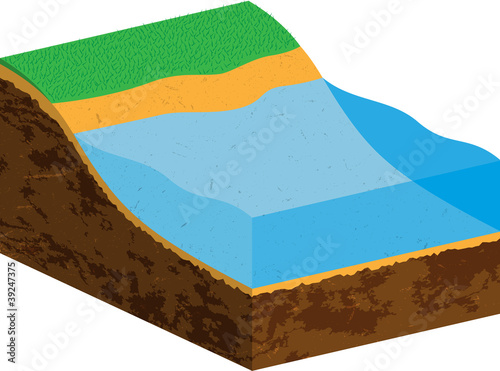 Earth cross section with water source