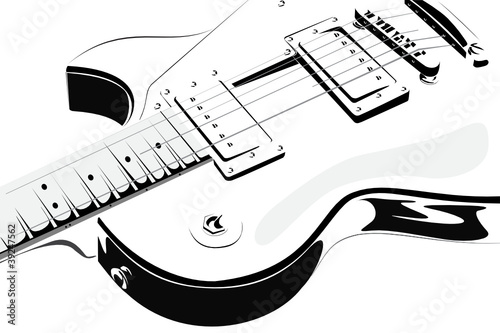 Vector series. Electric guitar black-white version