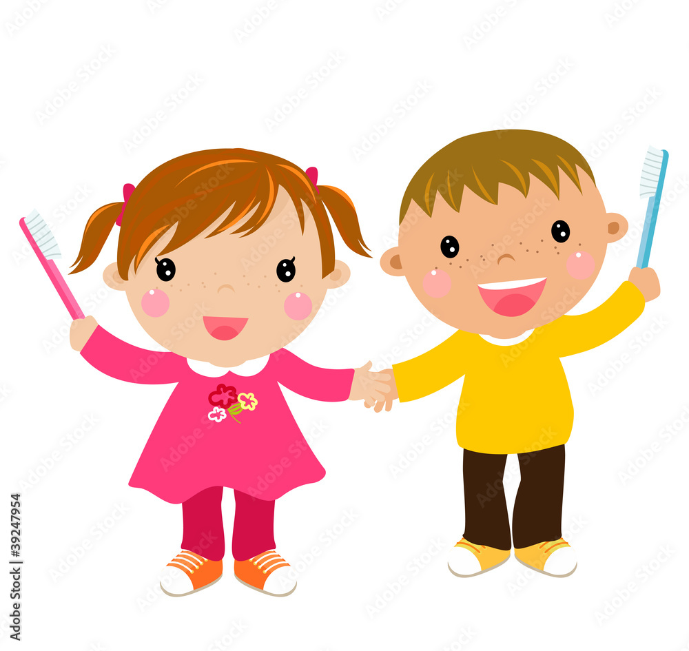 kids with toothbrush
