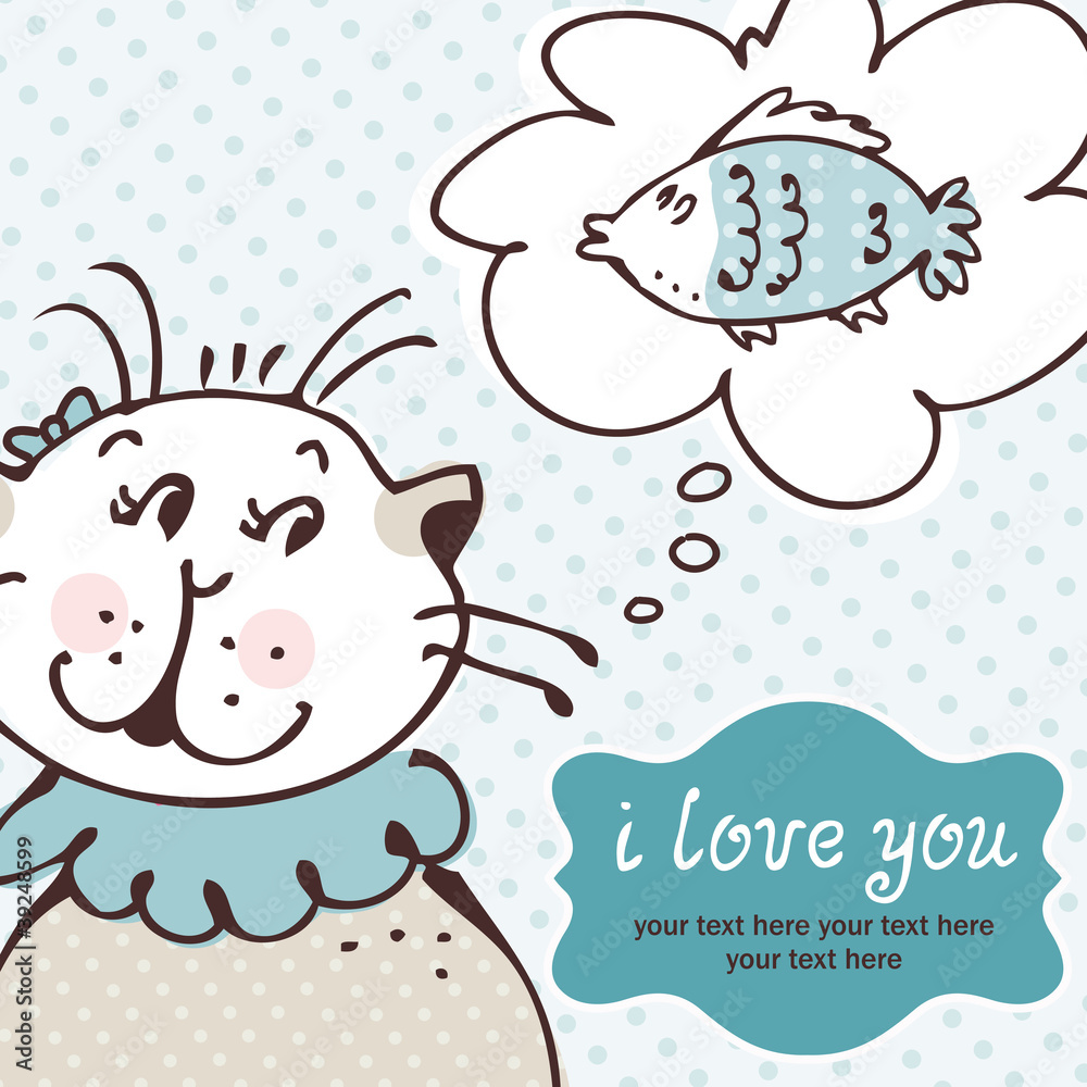 Fototapeta premium Cat in love card