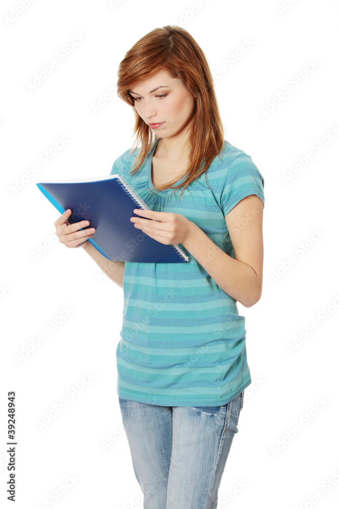 Teen student girl with notepad Teen student girl with notepad