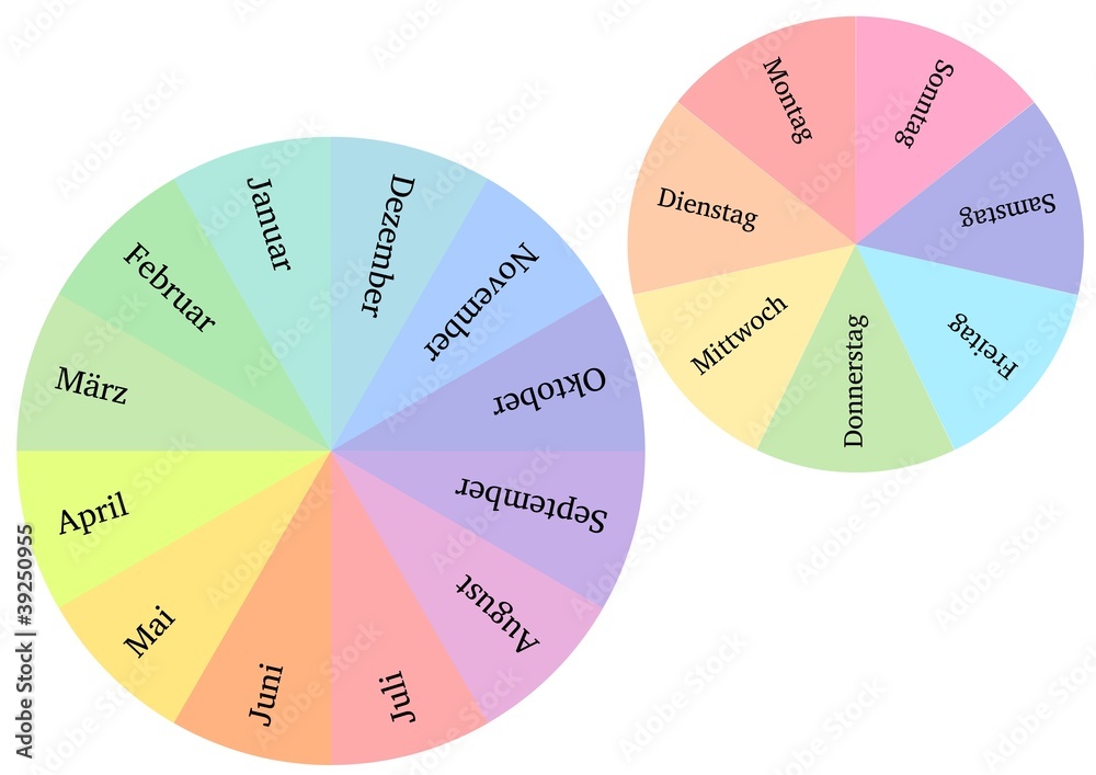 Monate und Wochentage Stock-Illustration | Adobe Stock