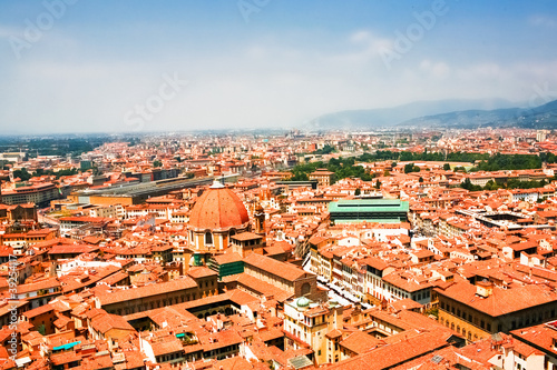 Aerial view of red roofs in Florence