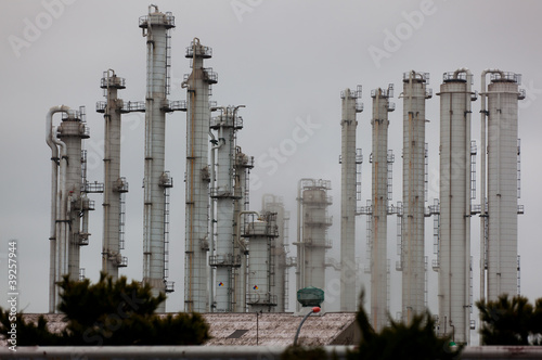 Oil refinery on a rainy day