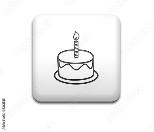 Boton cuadrado blanco tarta de cumpleaños