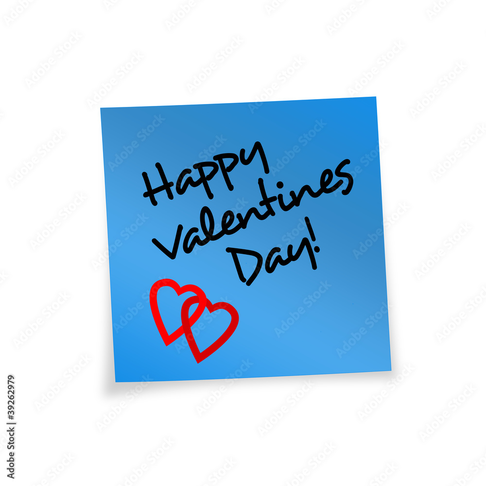 Notitzzettel blau Happy Valentines Day!