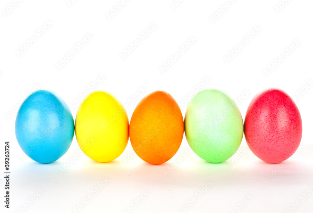 five eastern eggs in different colours five eastern eggs in different colours