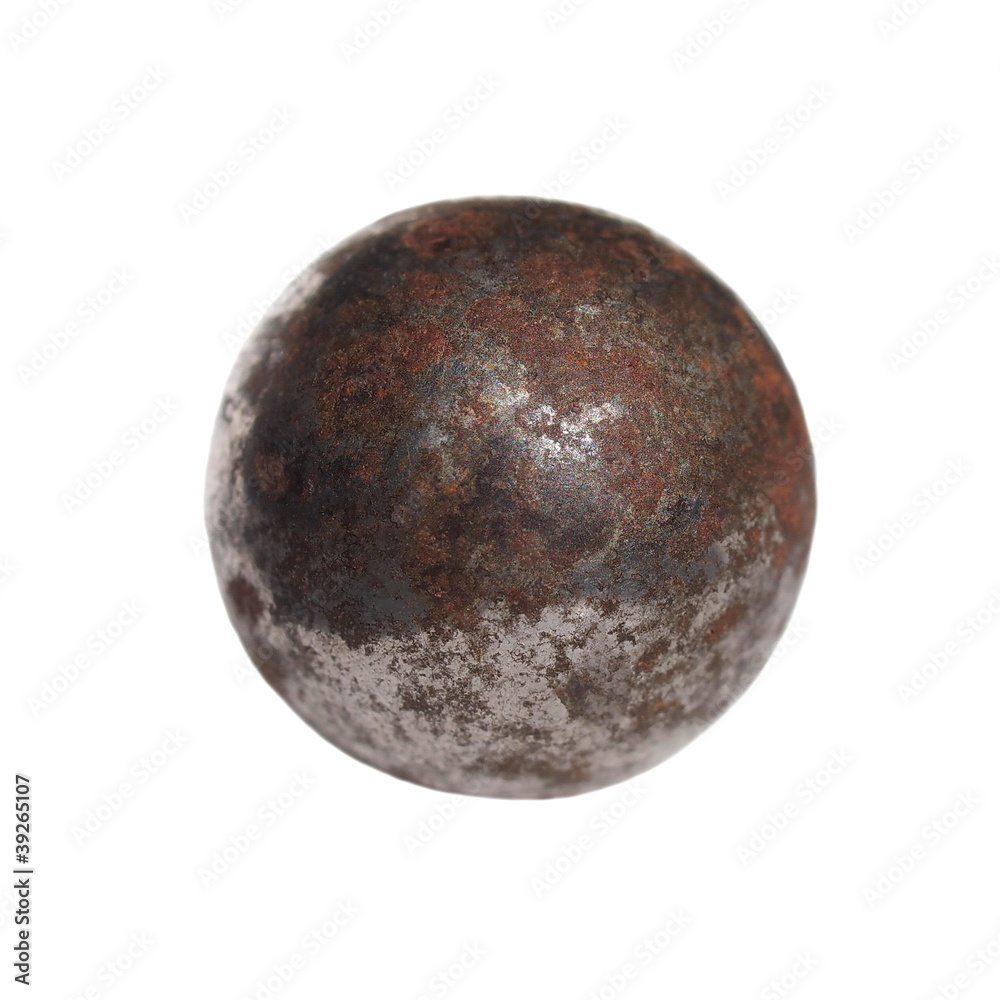Fototapeta premium Old Iron metal ball isolated on white background