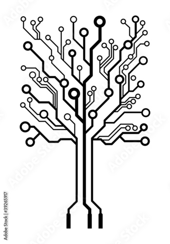 Vector logo square circuit board  tree