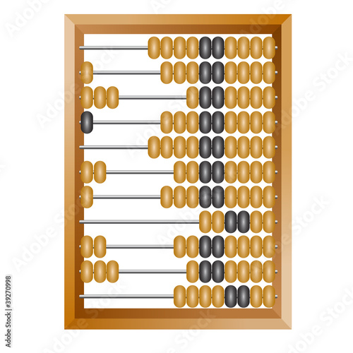 Accounting abacus for financial calculations lies