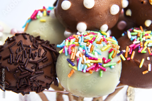 Variety of colorful cake pops
