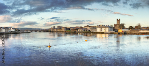 Panoramic view of Limerick City at dusk in Ireland. photo