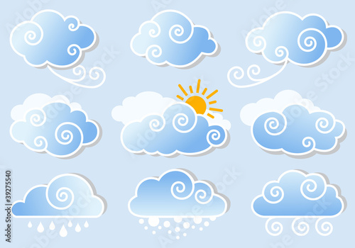 blue sky with clouds, vector