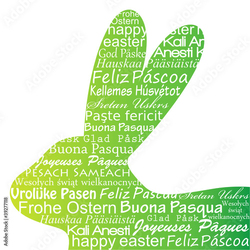 Ostern, Hase, Silhouette, versch. Sprachen 1