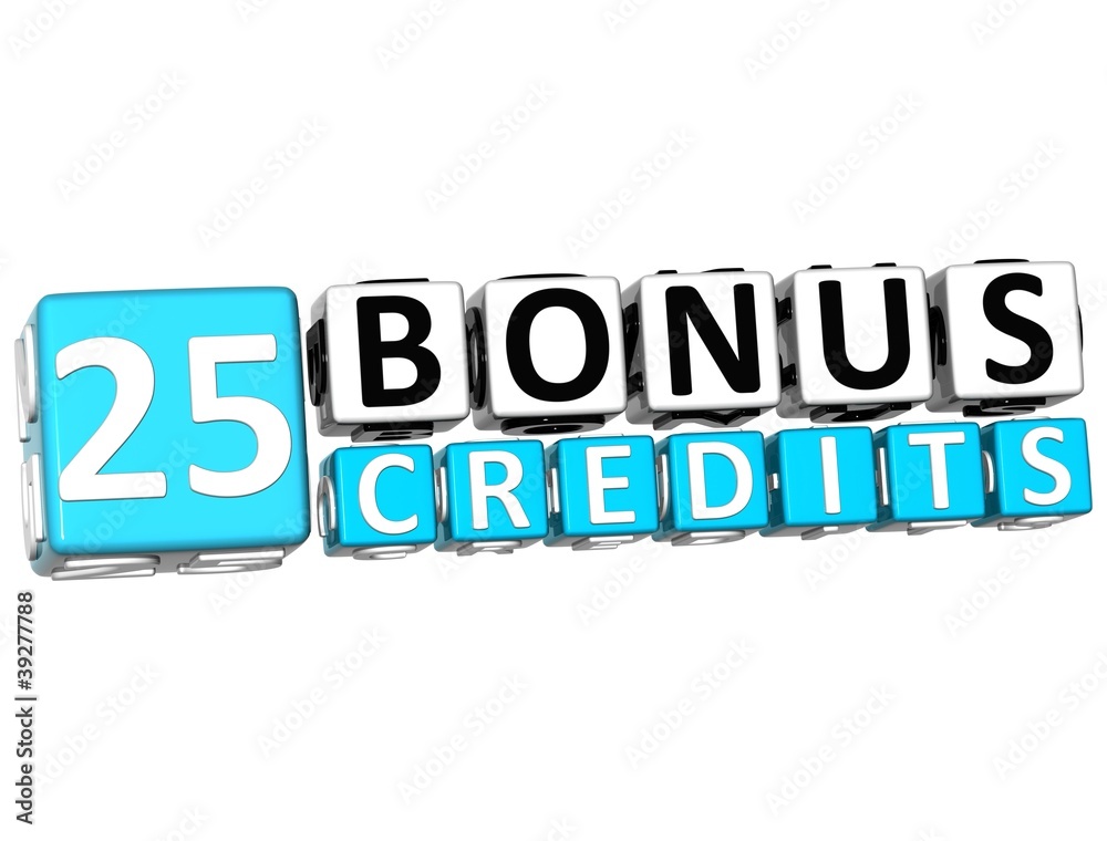 3D Get 25 Bonus Credits Block Letters