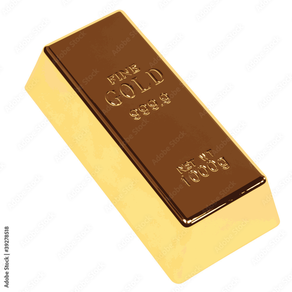 Fine gold bar isolated on white, vector illustration Fine gold bar isolated on white, vector illustration