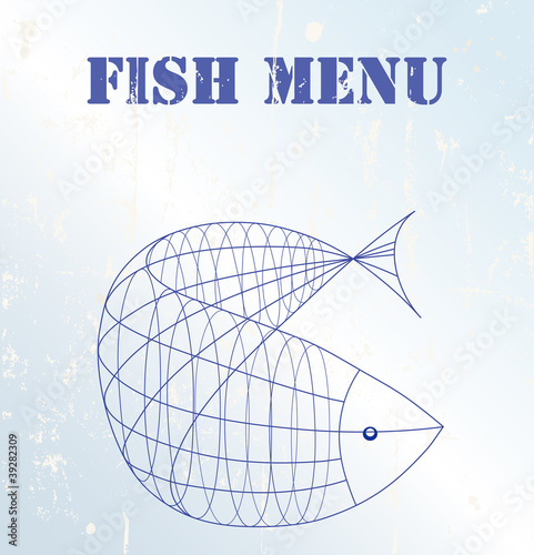 fish menu card, design template, free copy space