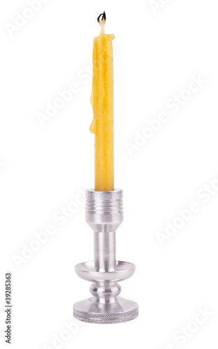 steel candlestick with candle