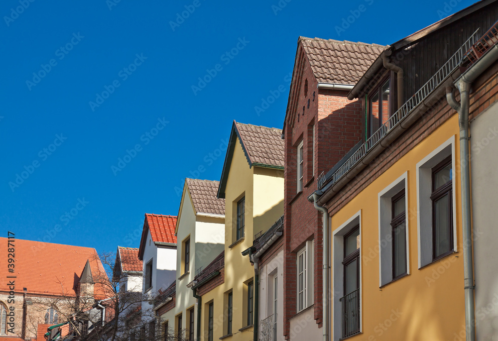 Häuser in der Östlichen Altstadt von Rostock.