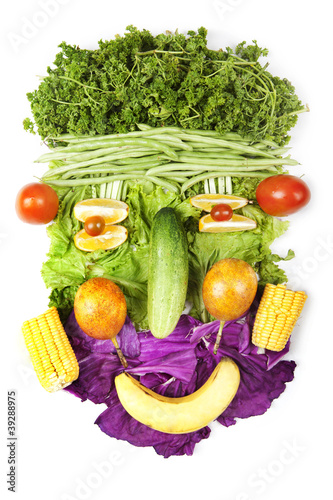 Face made of fruits and vegetables