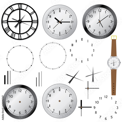 Set of clocks.