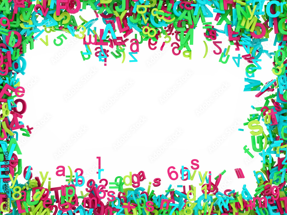 bunter Buchstabensalat Rahmen bunter Buchstabensalat Rahmen