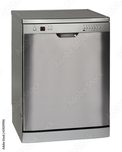 Modern freestanding dishwasher isolated on white