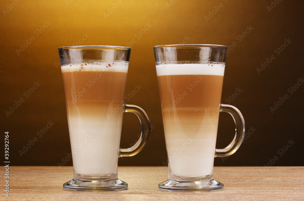 Fragrant сoffee latte in glass cups Fragrant сoffee latte in glass cups