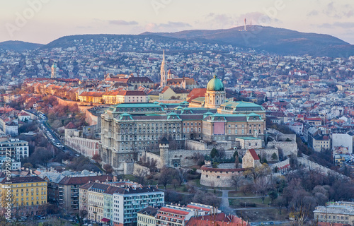 Photography Buda castle view from Gellert hill, Budapest, Hungary