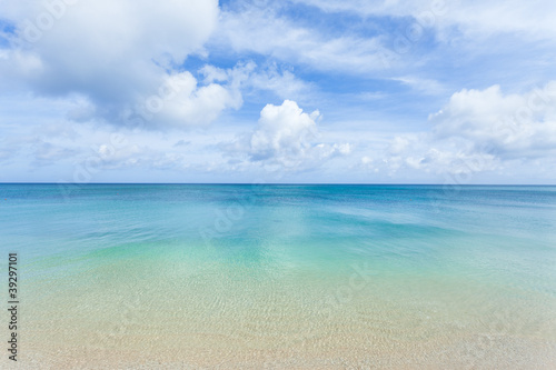 Clear blue tropical water beach and horizon  Okinawa