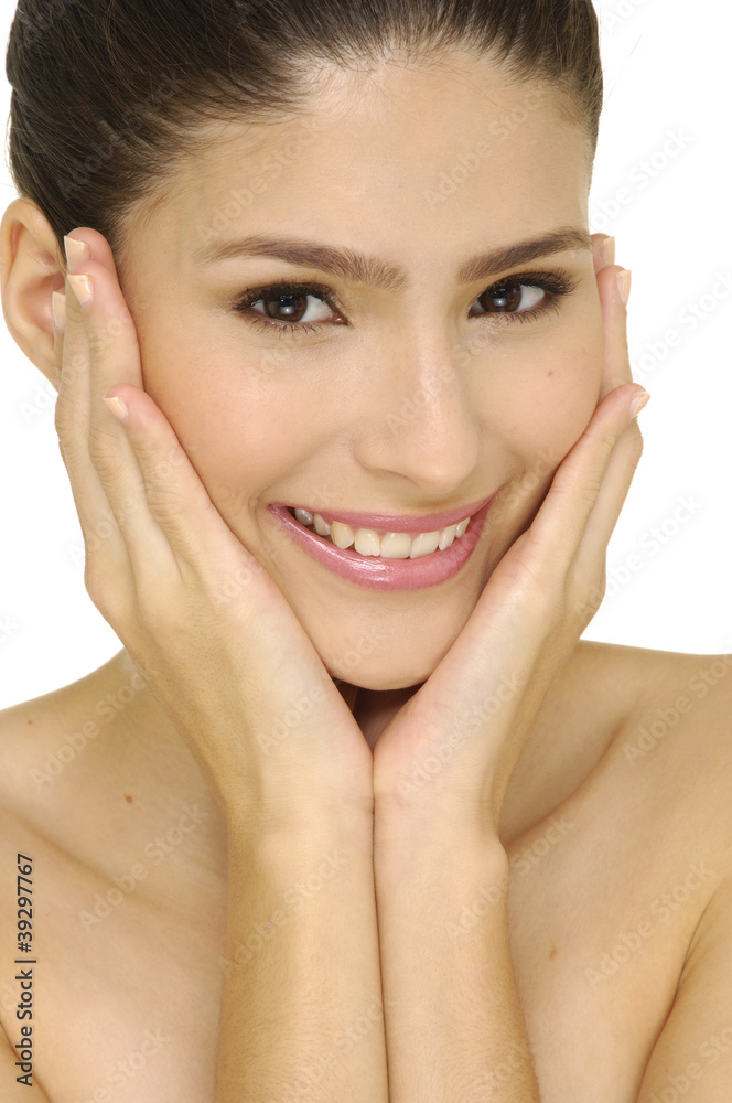young female face with a wellness complexion