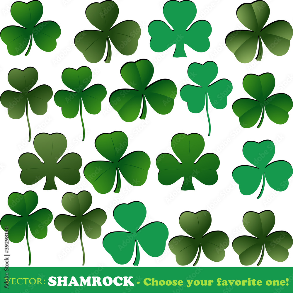 Shamrock collection isolated o white Vector Shamrock collection isolated o white Vector