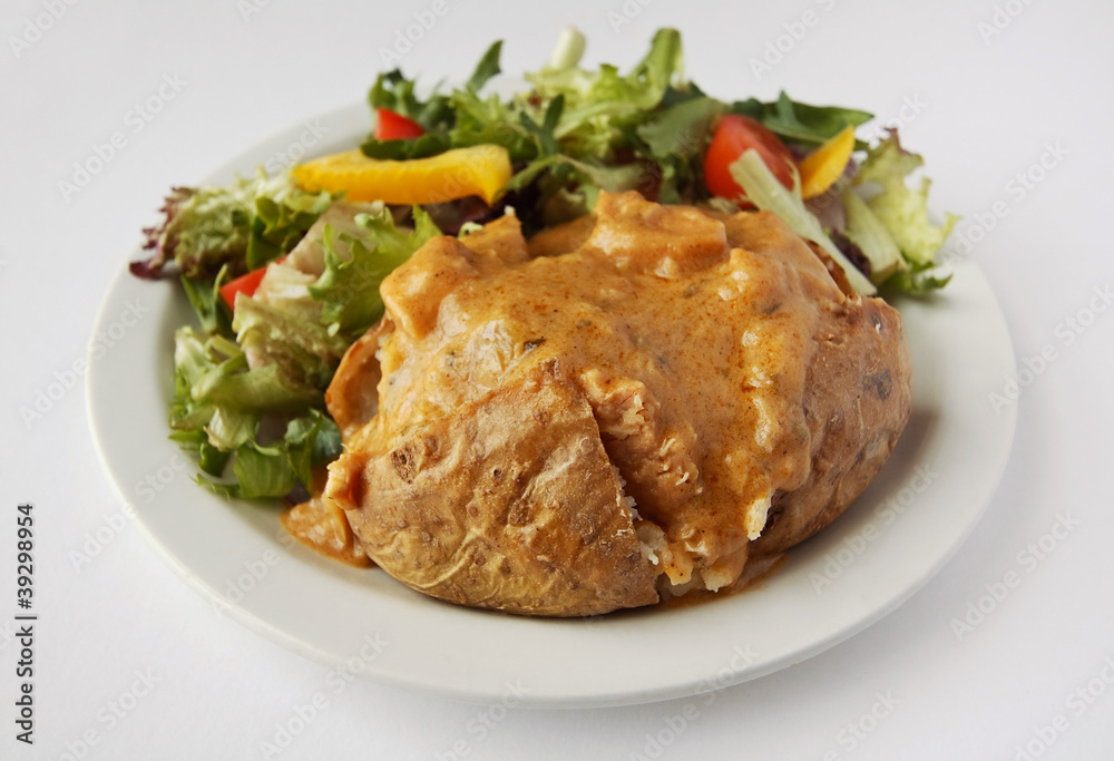 Cucken Curry Jacket Potato with side salad