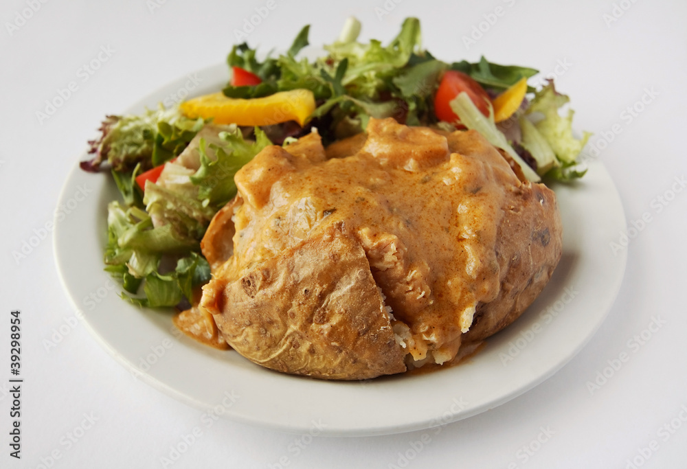 Cucken Curry Jacket Potato with side salad Cucken Curry Jacket Potato with side salad
