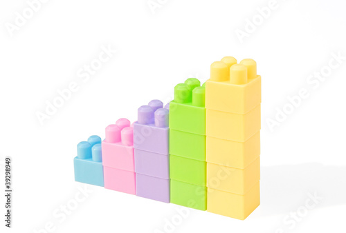 toy bricks shape as a growing trend with clipping path