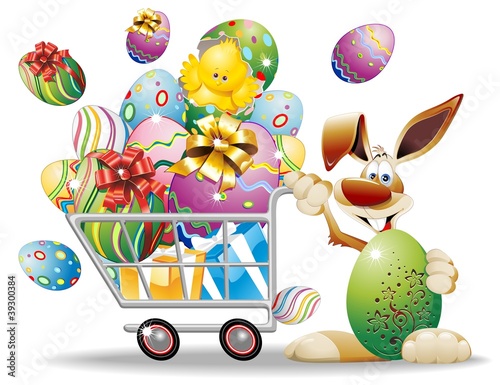 Carrello Spesa di Pasqua e Coniglio-Easter Shopping Cart