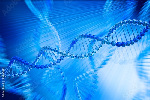 3d model of DNA on a blue background