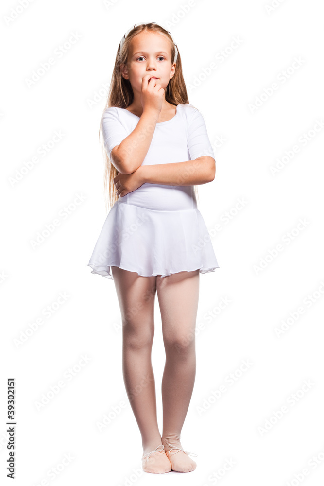 Little ballet dancer isolated on a white background