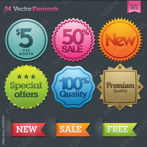 Set of vector sale labels