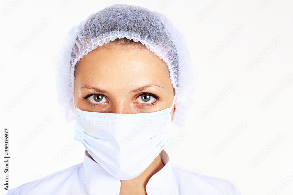 Young female scientist wearing face mask Young female scientist wearing face mask