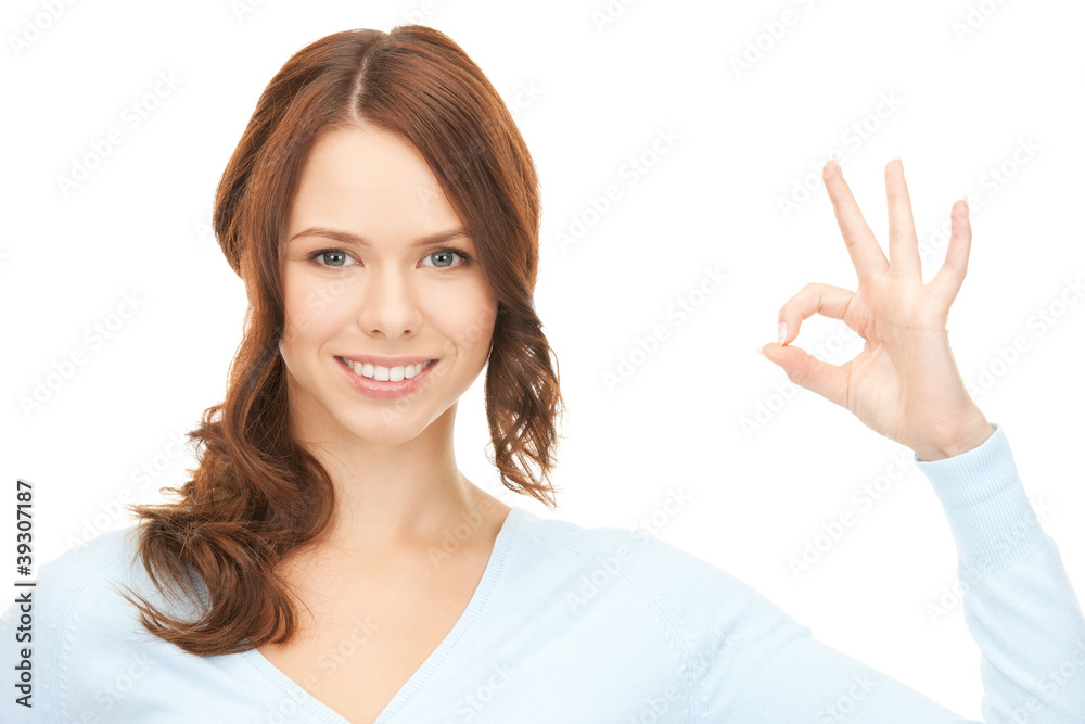 lovely teenage girl showing ok sign lovely teenage girl showing ok sign