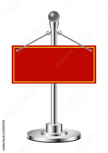 Metal stand holding a blank card
